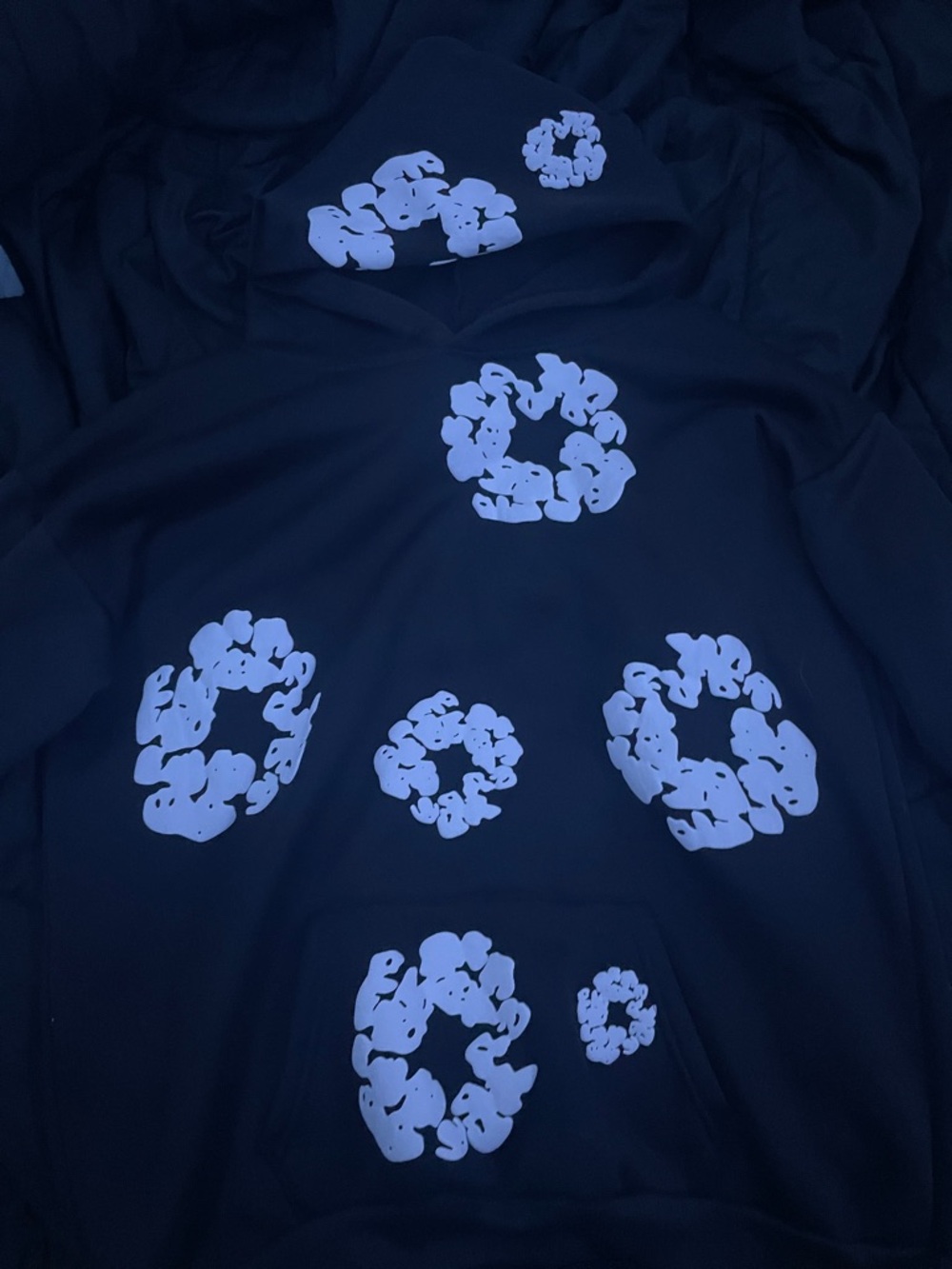 Men's Black Crewneck Sweater with White Graphic Circles